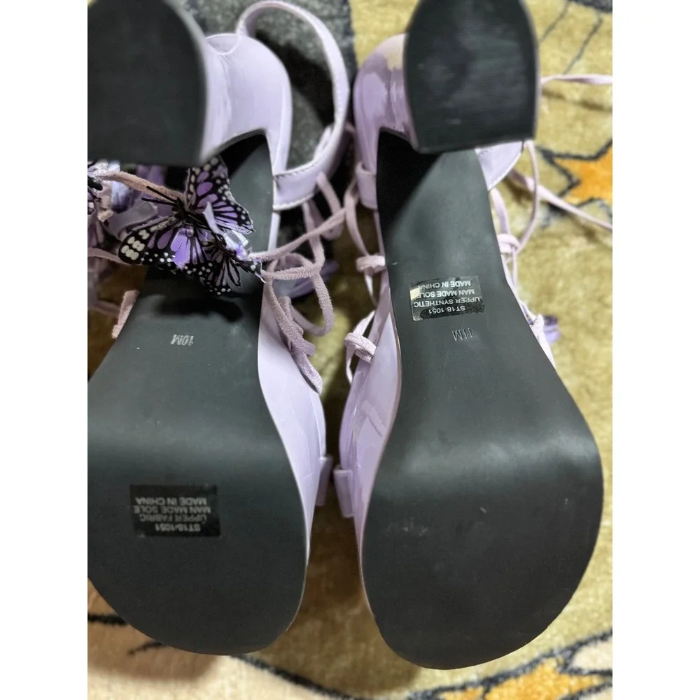 Sugarthrills Platform Heels Purple Butterfly‎ Tie Up Strappy High Heel